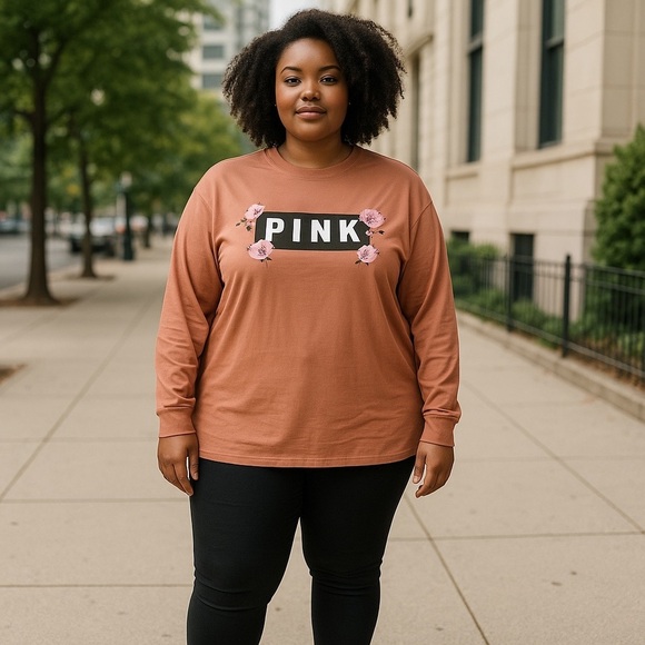Pink Long Sleeve Graphic Tee - Picture 1 of 4
